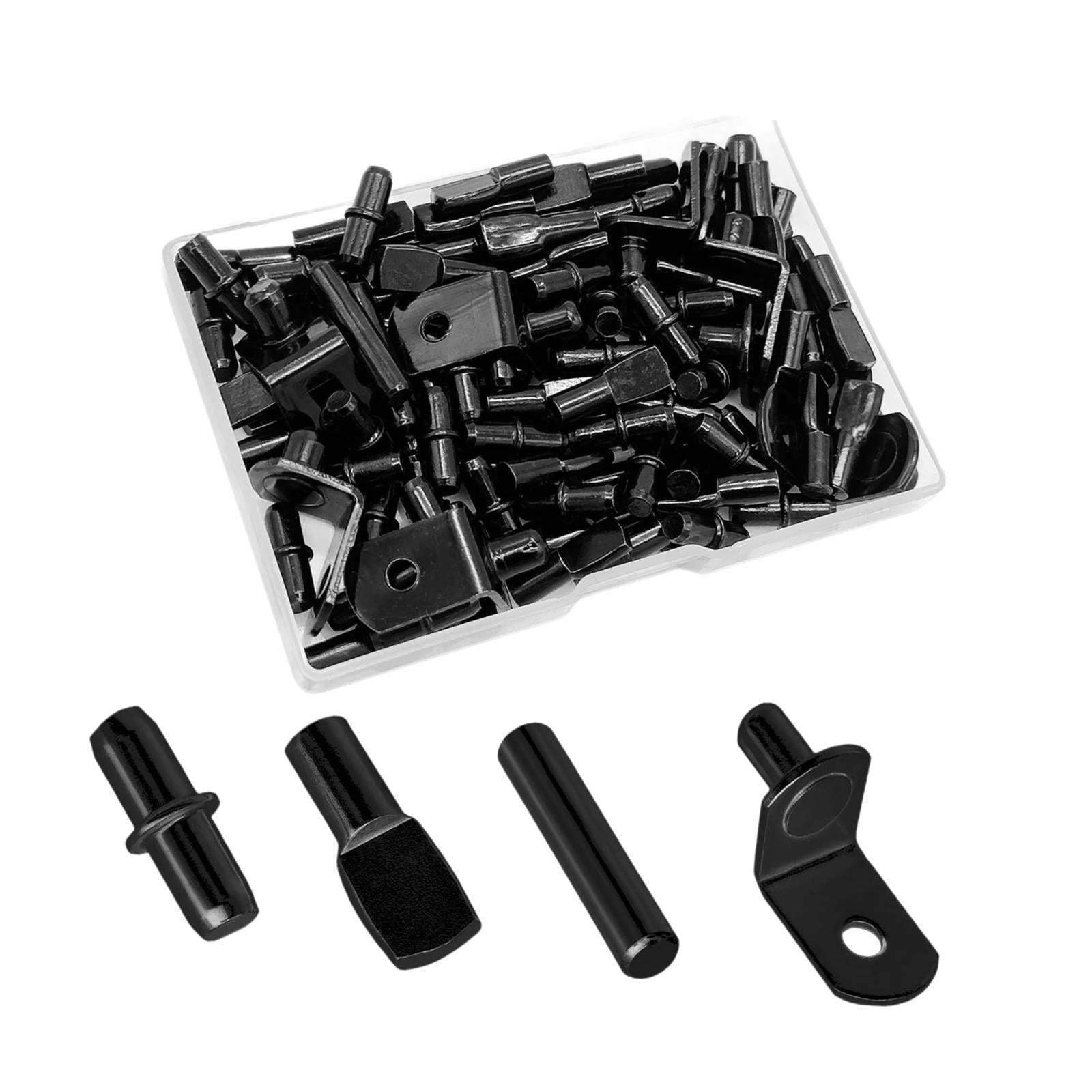 WLPZXP 104x Shelf Pins Holders Metal Pegs Assortment Versatile Nickel Shelf Bracket Pegs for Cupboard Pantry Shelving Bracket black