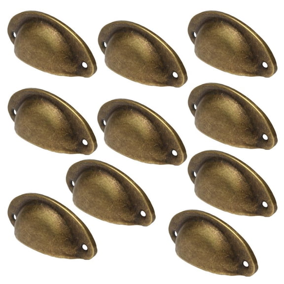 WLPZXP 10pcs Antique Brass Cupboard Cabinet Cup Drawer Furniture Shell Pull Handles 82x35mm