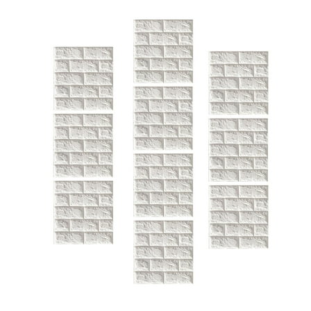 WLPZXP 10x 3D Wall Panels Decorative Wall Panels Modern Faux Foam Brick Wall Panels for 7mm White