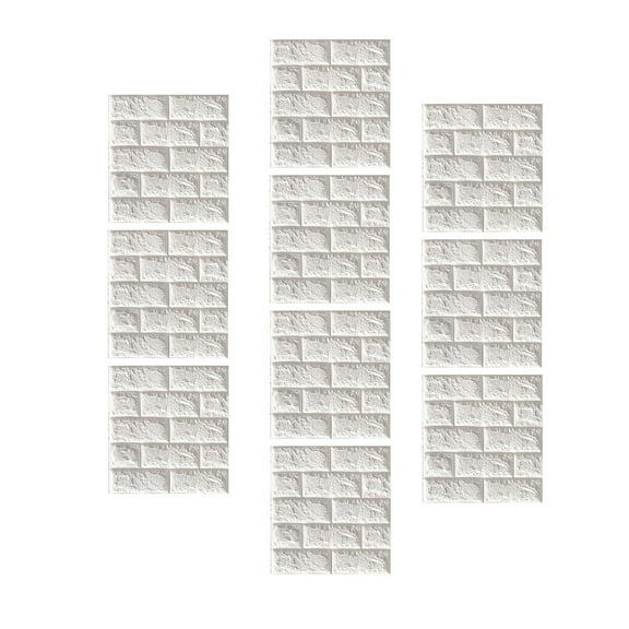 WLPZXP 10x 3D Wall Panels Decorative Wall Panels Modern Faux Foam Brick Wall Panels for 7mm White