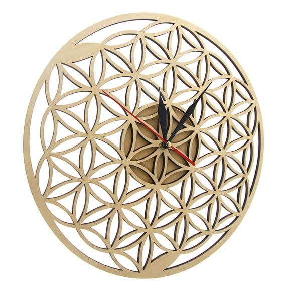 WLPZXP 12" Wall Clock Wood Battery Powered Geometric Round Modern Large Wall Stick Clocks Decorative Bathroom Home Ornament Bar