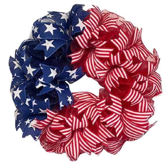 WLPZXP 12inch Front Door Patriotic Wreath Independence Day Artificial Hanging Memorial