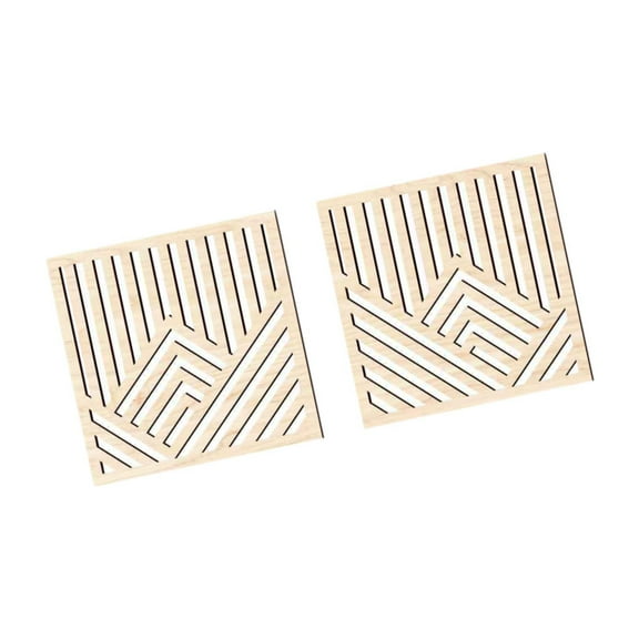 WLPZXP 2 Pieces Geometric Wood Wall Art Wood Abstract Wall Panels,Hollow Line Art Decor maple color