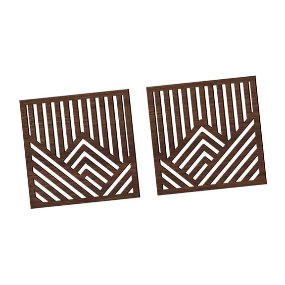 WLPZXP 2 Pieces Geometric Wood Wall Art Wood Abstract Wall Panels,Hollow Line Art Decor walnut color