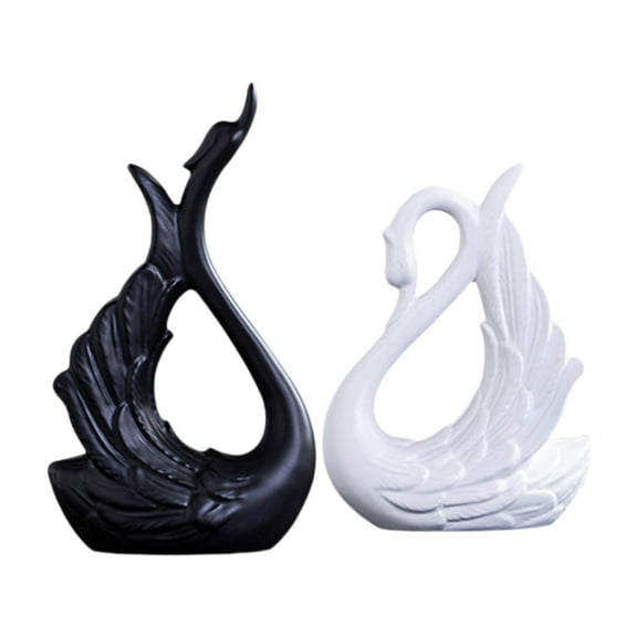 WLPZXP 2 Pieces Swan Figurines Animal Sculptures Monochromatic Glazed Porcelain Desktop