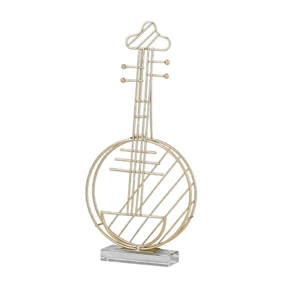 WLPZXP 3D Music Instrument Statue Sculpture Figurine Iron Art Collectible Golden Nordic Large Size Lute