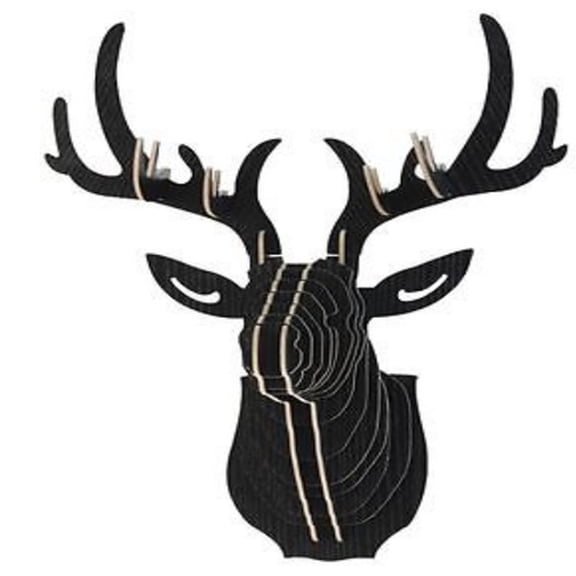 WLPZXP 3D Wood Puzzle Model Elk Deer Head Sculpture Ornament Wall Art Decor - Black