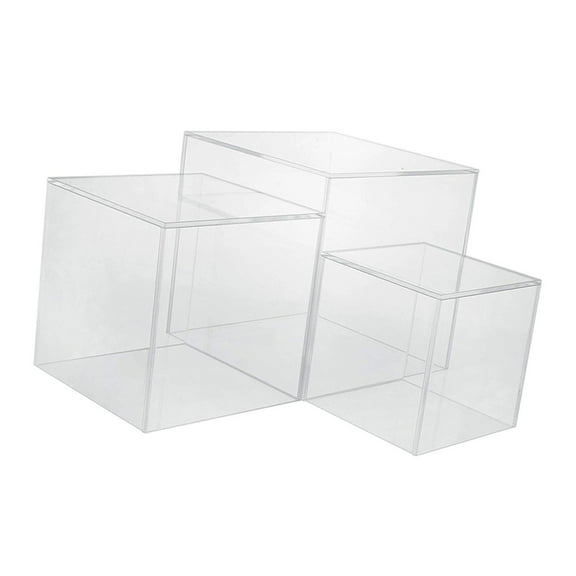 WLPZXP 3Pcs Acrylic Cube Display Storage Boxes Multifunctional with Hollow Bottom 4" 5" Transparent