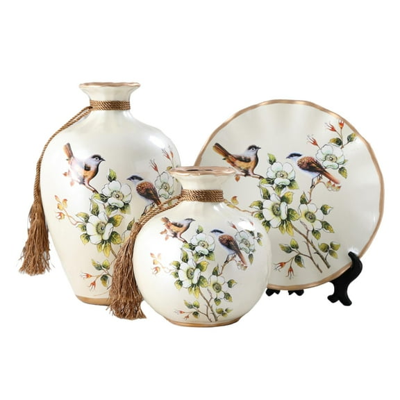 WLPZXP 3Pcs Ceramic Vases Bird Pattern Table Centerpiece Porcelain Vase Decorations for
