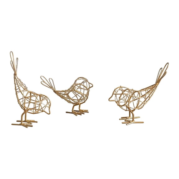 WLPZXP 3x Bird Statue Gift Tabletop Ornament for Living Room Housewarming Bookshelf Gold