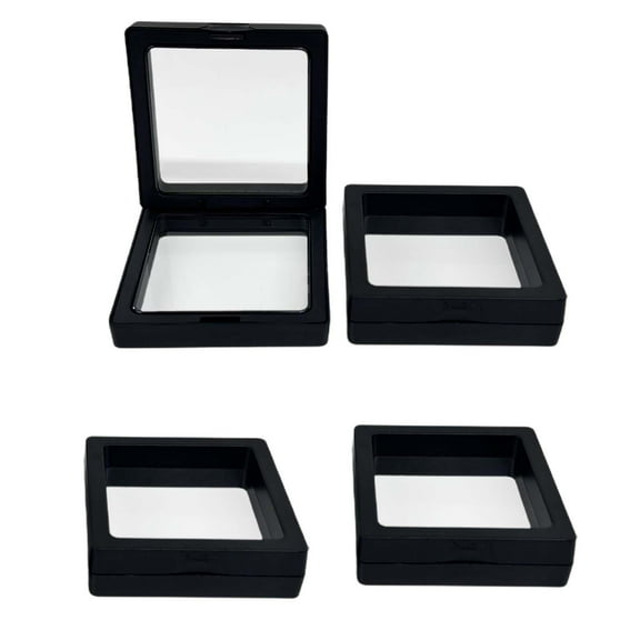 WLPZXP 4 Pieces Floating Display Case, Coin Display Stands Floating Frame Display Stand Black