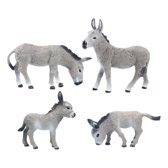 WLPZXP 4pcs Donkey Figurine Sculpture Hand Painted Farm Animal Statues Educational Toys