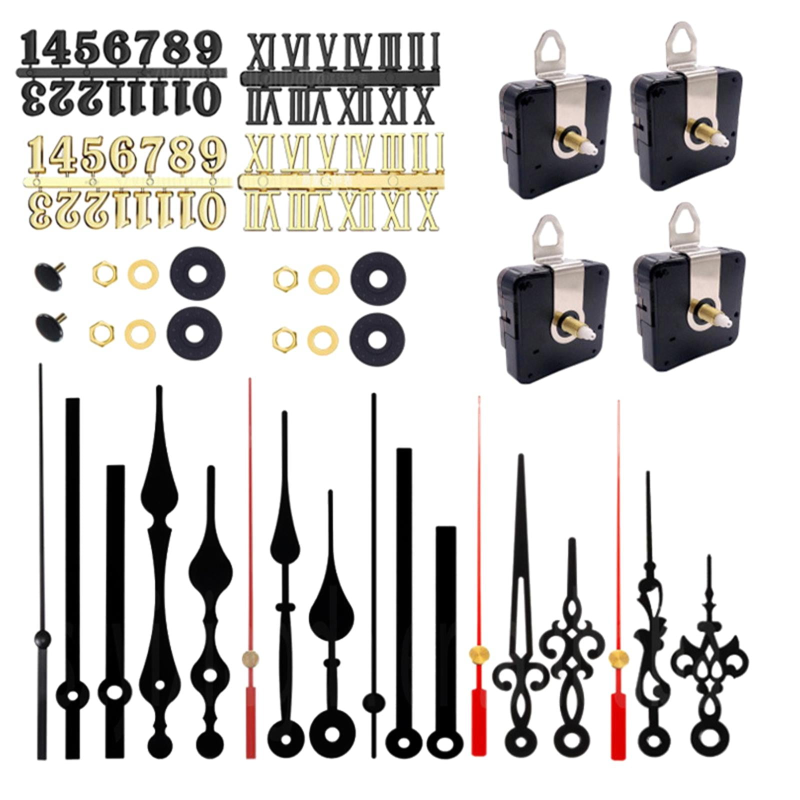 WLPZXP 4x Quartz Wall Clock Movement Kit Repair Tool with 6 Different Pairs of Hands ,