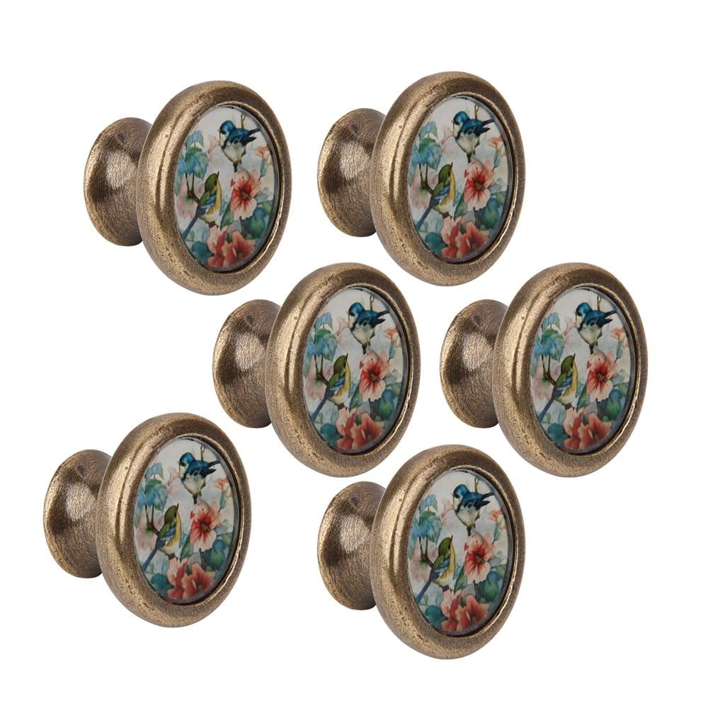 WLPZXP 6 Pieces Kitchen Cabinet Door Handle Stainless Steel Drawer Pulls Knob , Floral