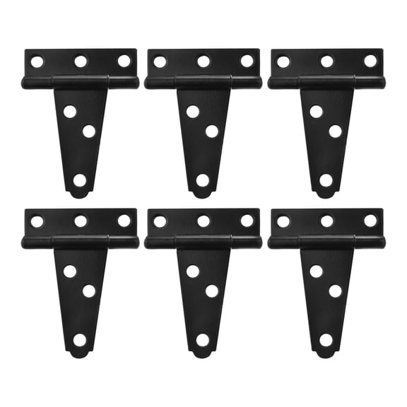 WLPZXP 6PCS T Strap Hinge Shed Door Hinge Black Triangle Hinge Rustproof Heavy Duty Tee 2inches