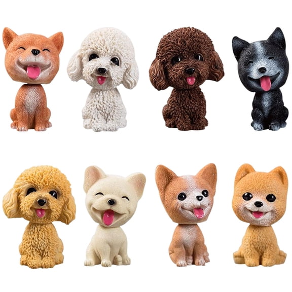 WLPZXP 8 Pcs Cute Bobble Head Dog Decorations Bobblehead Dog Dashboard Ornament Nodding