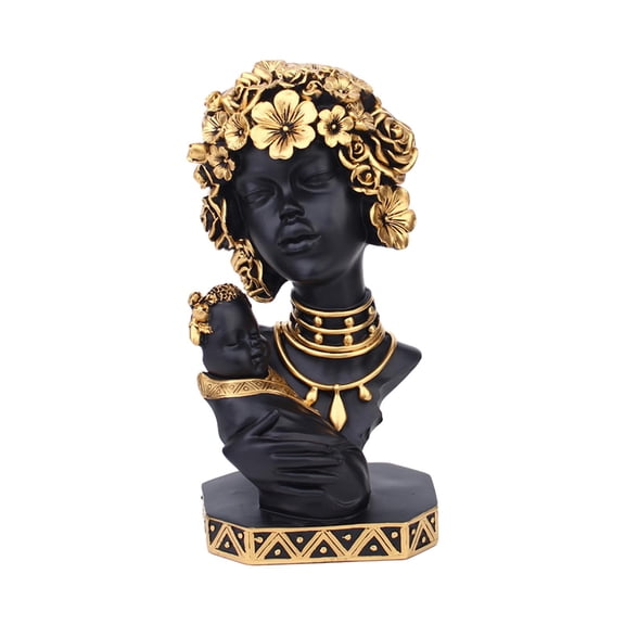 WLPZXP African Women Statue Aesthetic Ornament Artwork Exquisite Lady Bust Figurine for Style B