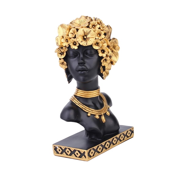 WLPZXP African Women Statue Aesthetic Ornament Artwork Exquisite Lady Bust Figurine for Style C