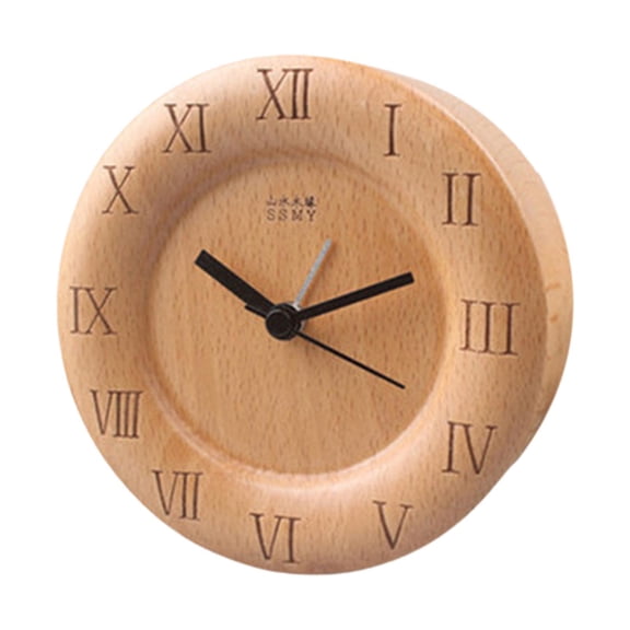 WLPZXP Alarm Clock Wood Tabletop Clock Quiet Round Modern Small Timer Digital Clock for Style B