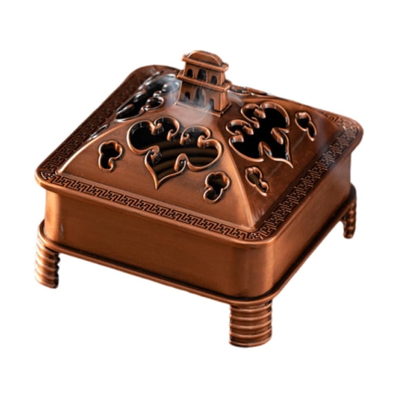 WLPZXP Antique Copper Portable Incense Burner Hollow Design Desktop Home Teahouse Decor Style B
