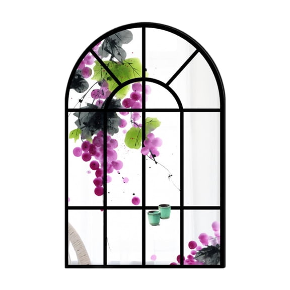 WLPZXP Arched Mirror Wooden Frame Minimalism Windowpane Arch Mirror for Bedroom Living B