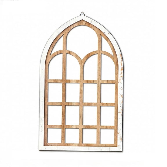 WLPZXP Arched Window Wall Mirror Decorative Wall Mirror for Vanity Bedroom Entryway Brown