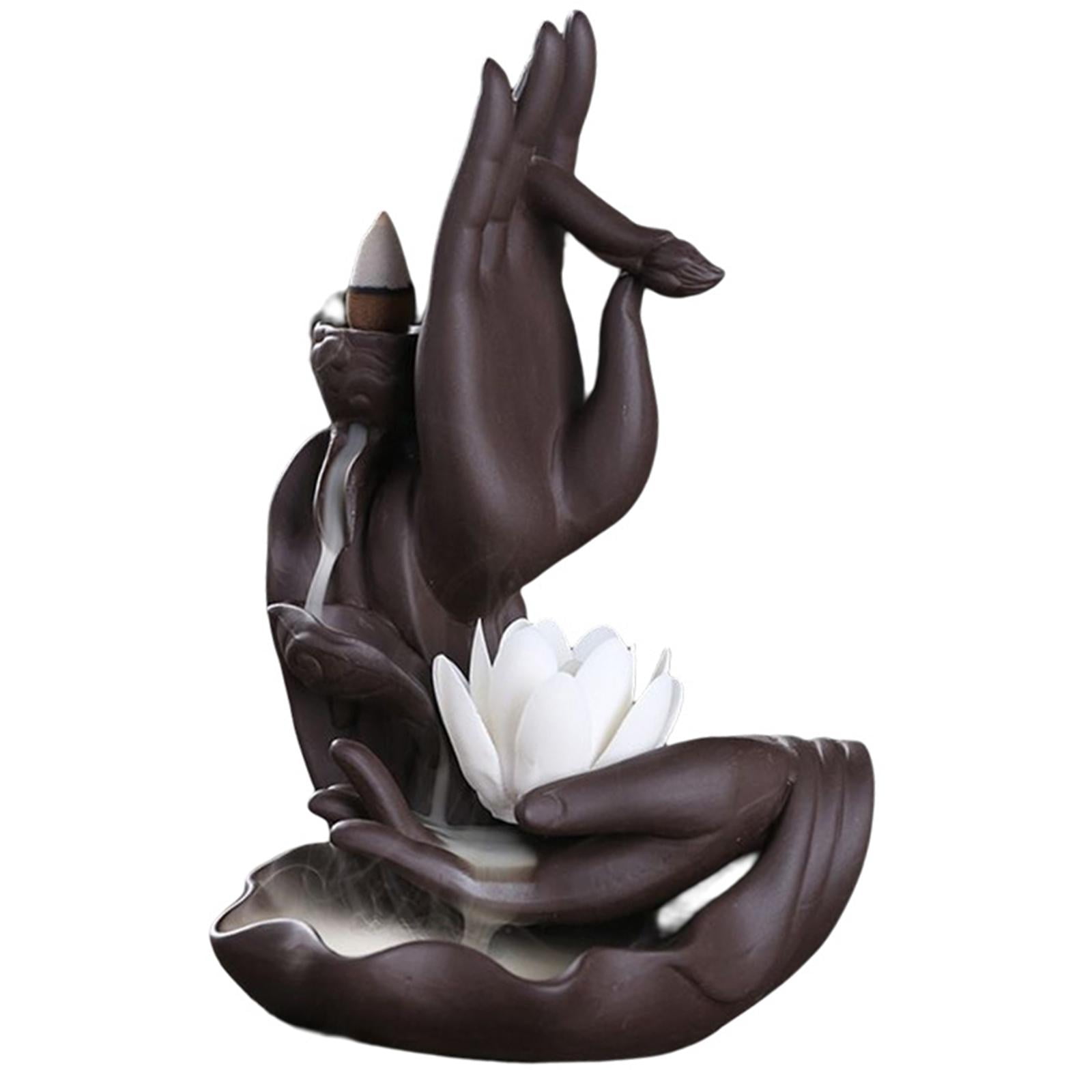 WLPZXP Backflow Incense Burner Holder Bergamot Lotus Aroma Tower Sandalwood Cone Censer white