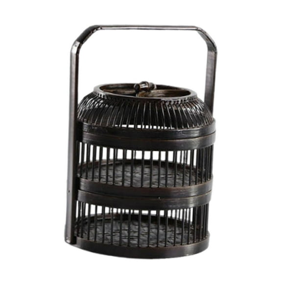 WLPZXP Bamboo Storage Box Double Layers Rustic Lidded Tea Organizer for Party Daily S