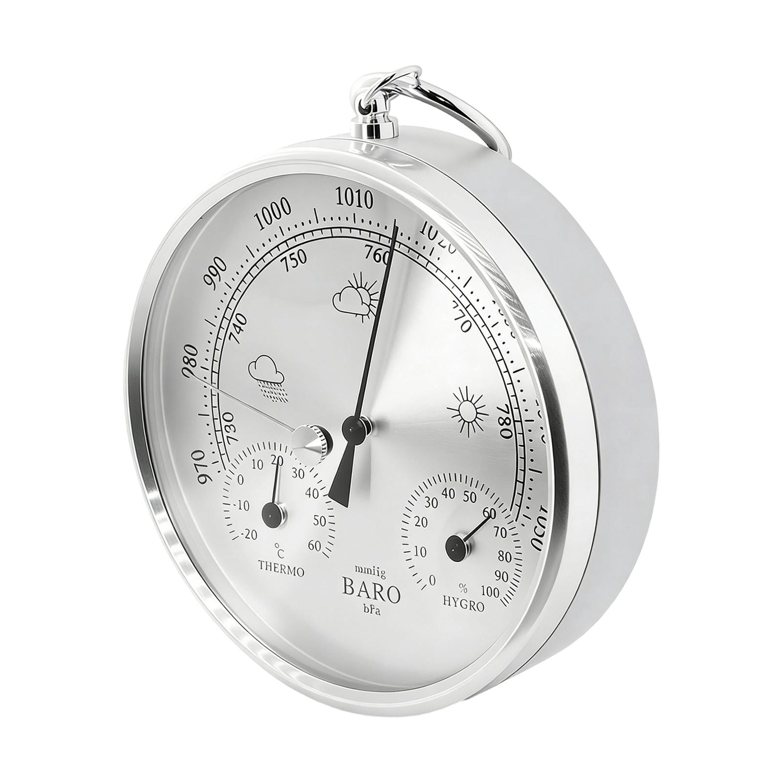 WLPZXP Barometer Thermometer Hygrometer Weather Station for Home Office Living Room Silver