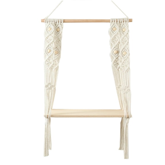 WLPZXP Bohemian Macrame Tapestry Wall Hanging Shelf Floating Shelves Craft Knitted Rope Style F