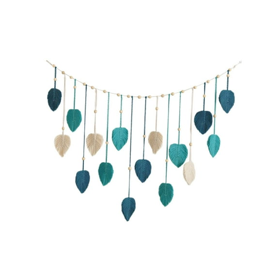 WLPZXP Bohemian Woven Tapestry Macrame Wall Hanging, with Photo Display Clips, Backdrop Blue