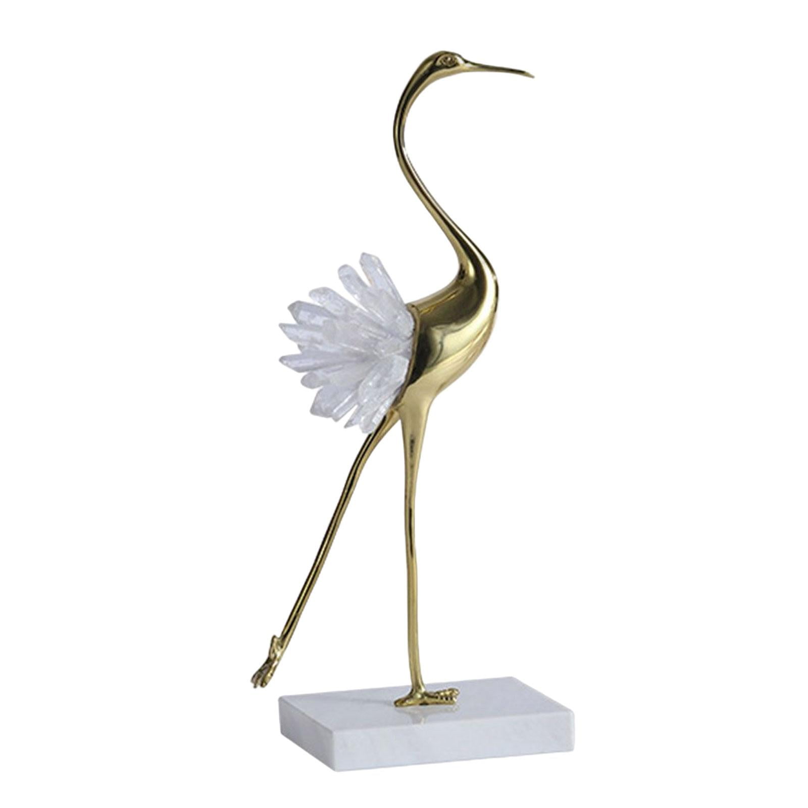 WLPZXP Brass Crystal Crane Statue Animal Bird Modern Sculpture Figurine Luxury Ornament Style D