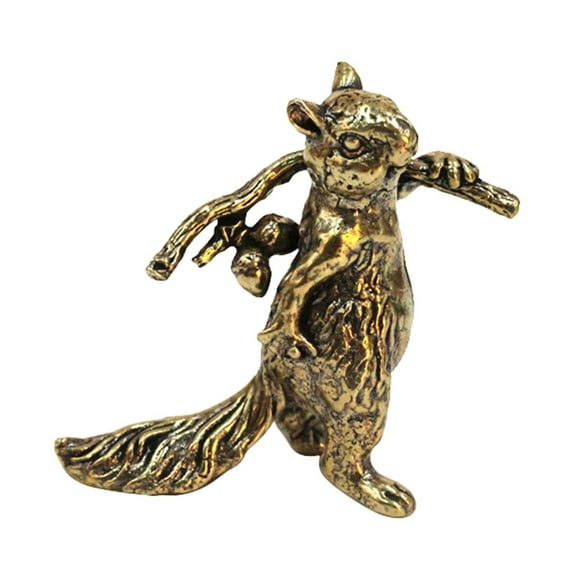 WLPZXP Brass Squirrel Animal Statue Small Metal Tabletop Centerpiece Decorative Tea Pet