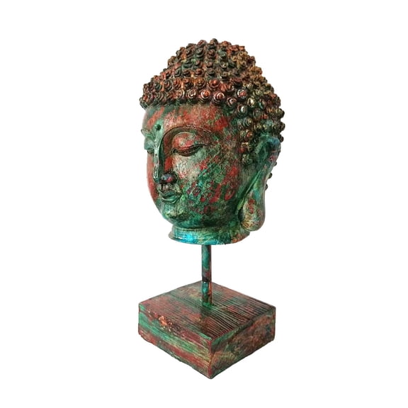 WLPZXP Buddha Head Statue Buddhist Statue 9" Meditation Artwork Religious Sculpture for Thick Oil Painting