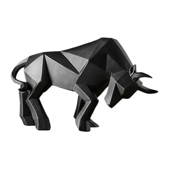 WLPZXP Bull Statue Ornament Art Crafts Modern Resin Sculpture Animal Statue for Cabinet Black
