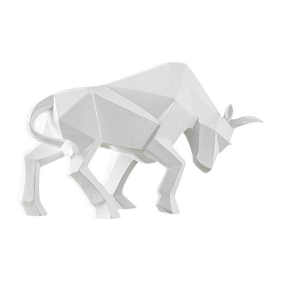 WLPZXP Bull Statue Ornament Art Crafts Modern Resin Sculpture Animal Statue for Cabinet White