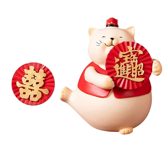 WLPZXP Cat Statue Art Figurines Spring Festival Sculpture for Tabletop Home Living Room Lift Left Foot