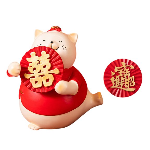 WLPZXP Cat Statue Art Figurines Spring Festival Sculpture for Tabletop Home Living Room Lift Right Foot