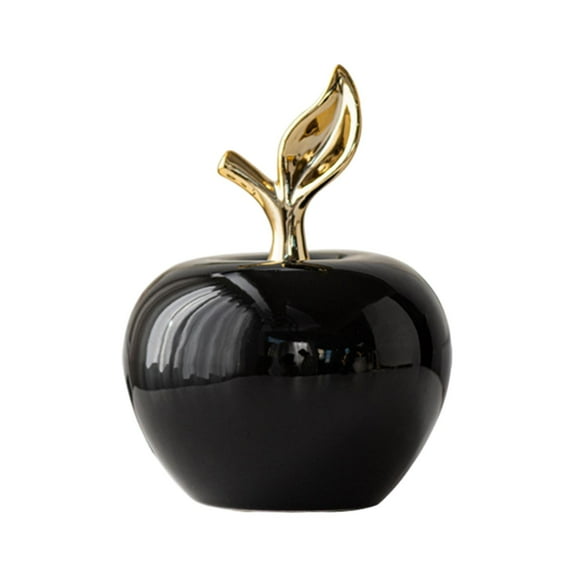 WLPZXP Ceramic Apple Statue Decorative Figurine Collectible Simple Desktop Ornament for Black