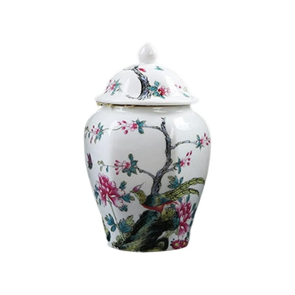 WLPZXP Ceramic Ginger Jar Chinese Porcelain Temple Jar Porcelain Food Storage Jar 300ml Style B