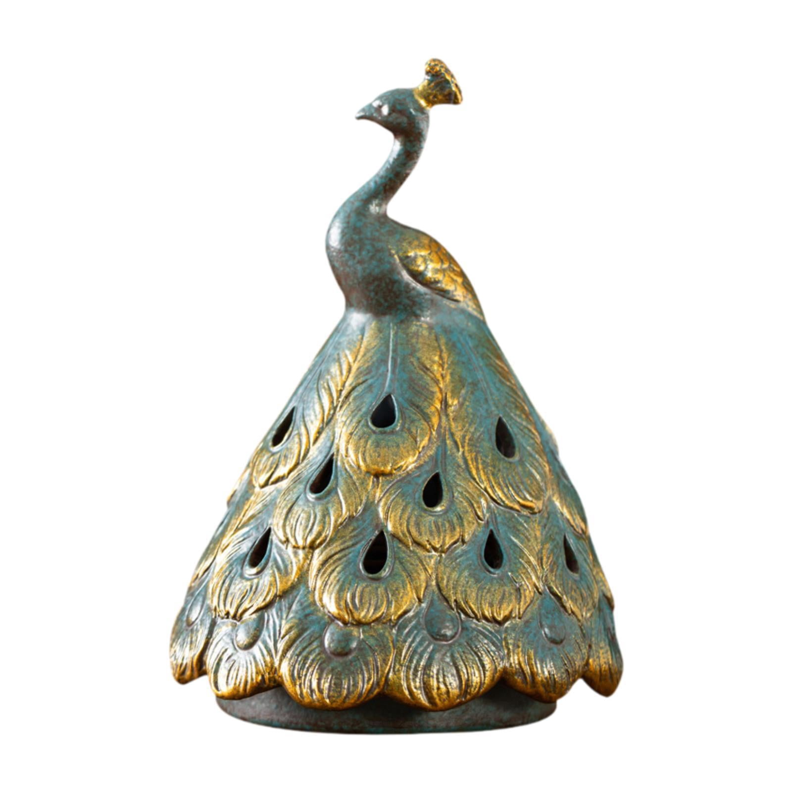 WLPZXP Ceramic Peacock Shaped Incense Burner 11x16.5cm Handmade Incense Holder Tabletop