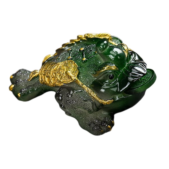WLPZXP Changing Color Toad Figurine Tea Pet Ornaments Three Legged Fortune Resin Crafts Green S