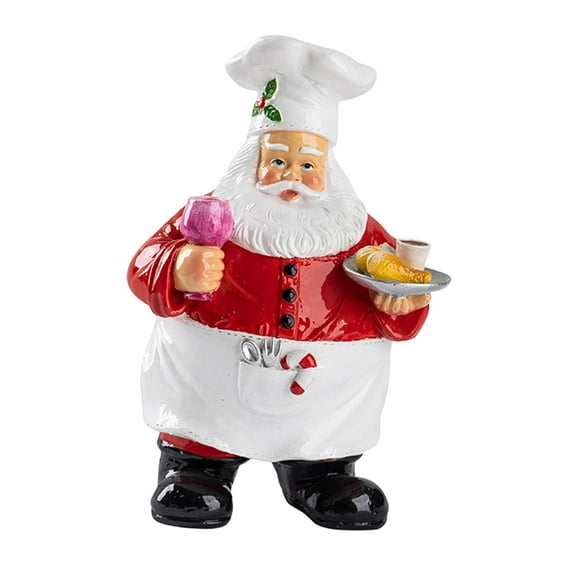 WLPZXP Chef Santa Claus Statue Christmas Decor Resin Collection Decorative Figurine for Holding a Goblet