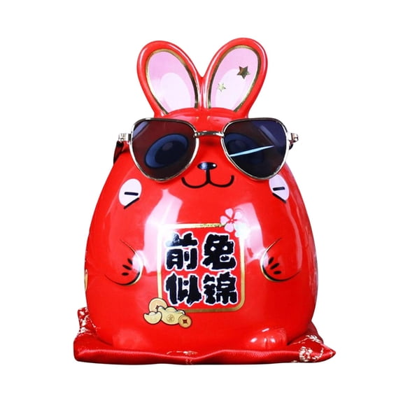 WLPZXP Chinese Bunny Statue Ceramic Money Saving Office Decor Collectible Cartoon and Style B