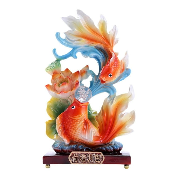 WLPZXP Chinese Feng Shui Statue Birthday Resin Desktop Decoration Carp Leaping for