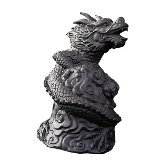 WLPZXP Chinese Tea Pet Dragon Handmade Retro Feng Shui Tea Lovers Gift Ornament Kung Fu dark grey