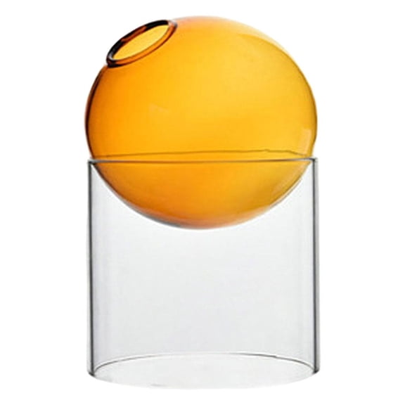 WLPZXP Creative Round Glass Bubble Vase Flower Arrangement Hydroponic Flowers Spherical Orange Tall