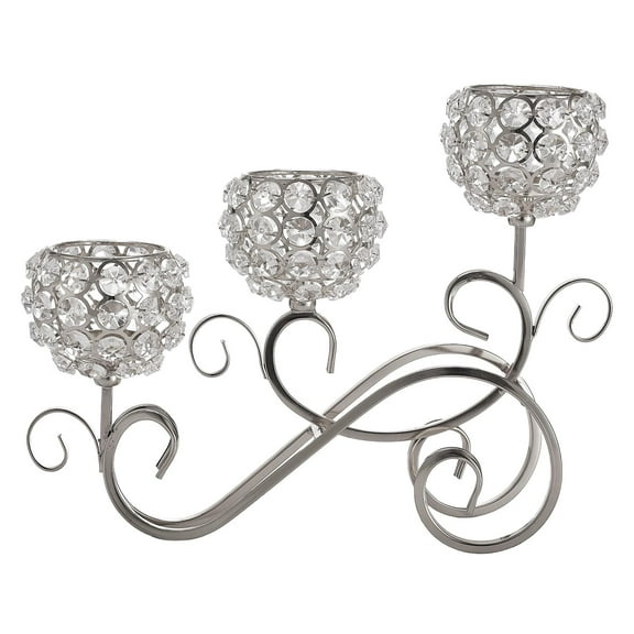 WLPZXP Crystal Candle Holder 3 Arms Candelabra Candle Stick Table Centerpiece Wedding Buffet Table Ornaments Silver