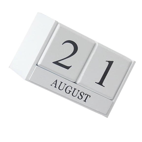 WLPZXP Cube Wooden Calendar Perpetual Calendar Desk Calendar Craft Desktop Decoration White