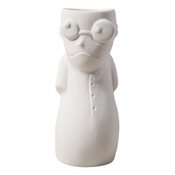 WLPZXP Cute Cat Shape Zen Ceramic Dry Flower Vase Photo Prop Sculpture Office Decor 8.1x18.5cm